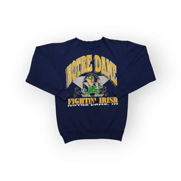 Vintage Notre‎ Dame Sweatshirt 90s Fightin' Irish Distressed Mens Medium - Picture 1 of 8